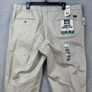 Dockers Pants Signature Khaki Mens 40X29 Beige Iron Free Straight Flat Front NEW